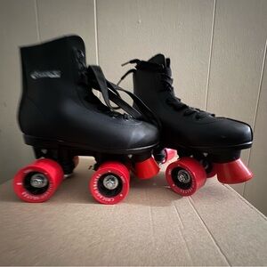 Black Roller Skates with Red Wheels